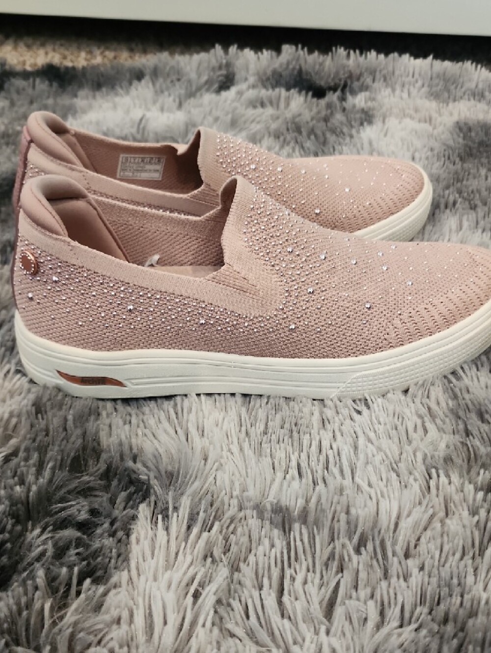 Skechers Slip-On Knit Sneakers with Crystal Details - Blush - Picture 3 of 5